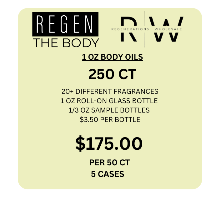1oz Roll On Body Oil 50 CT PKG *STAFF ONLY* - $187.50 (5ct of each Fragrance) Fragrance #1 of 10 - REGEN THE BODY