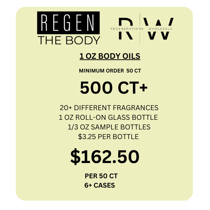 1oz Roll On Body Oil 50 CT PKG *STAFF ONLY* - $187.50 (5ct of each Fragrance) Fragrance #1 of 10 - REGEN THE BODY