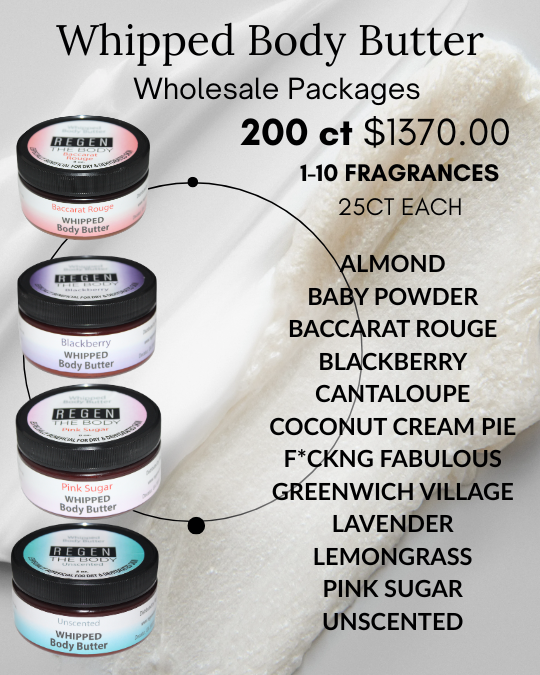 Whipped Body Butter 200ct $1370.00 PKG-Main (Wholesale) -8 Fragrances (25ct of each)