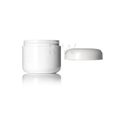 2 OZ White PP Plastic Jar | Double Wall Round Base with Top