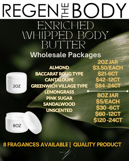 Enriched Whipped Body Butter 6ct Pkg  2OZ (Wholesale) -1 Fragrance